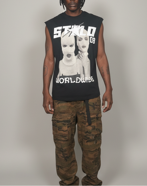 Stolo Clothing Co SKIED UP 2026 Raw Edge Cotton Tank Top Tee