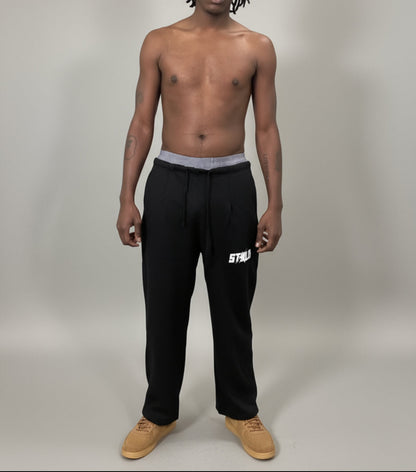 Stolo Clothing Co STARCHILD Double Waist Band Baggy Sweatpants With Plaid Boxers