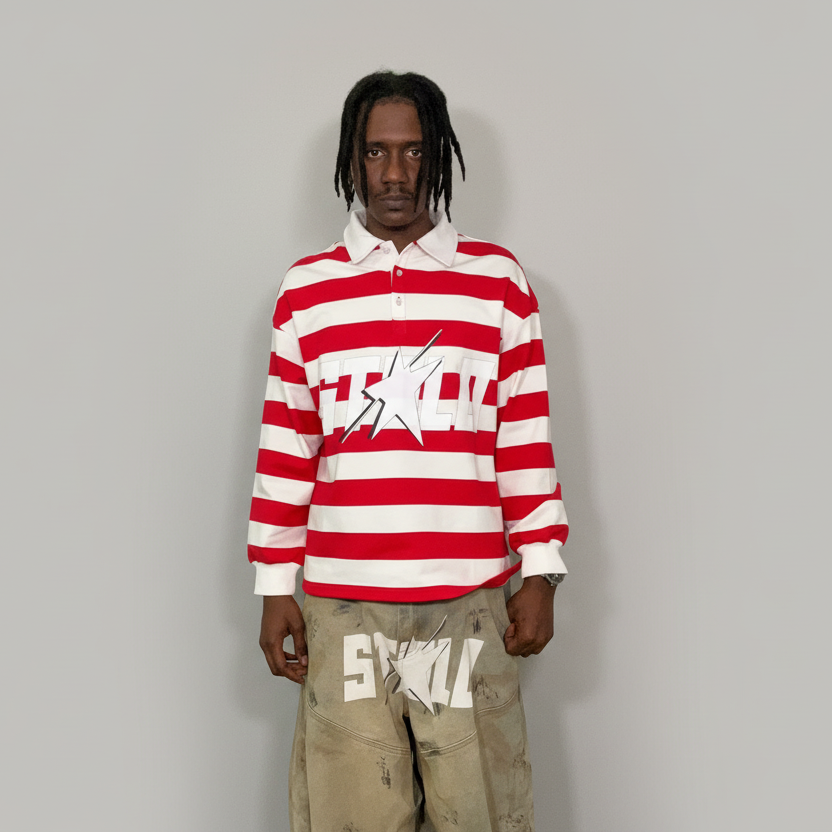 Limited Edition Stolo Clothing Co STARCHILD WHERES WALDO Striped Polo Tee