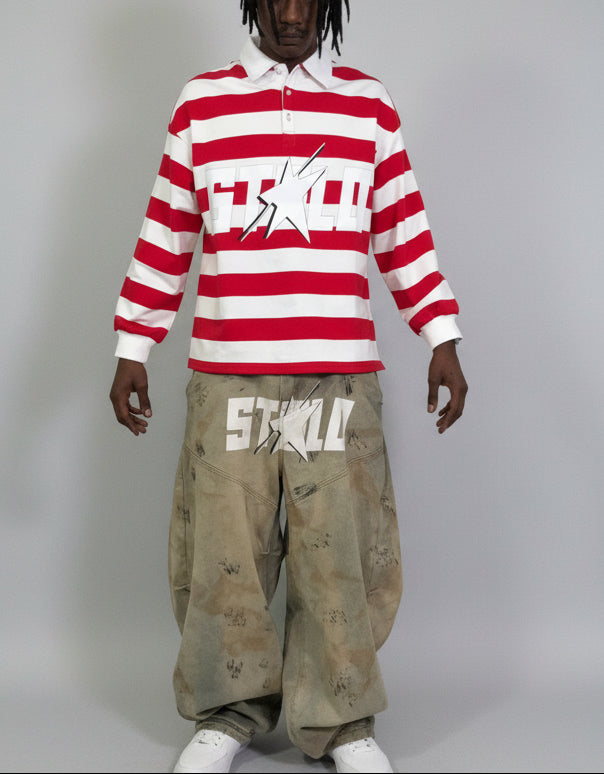 Limited Edition Stolo Clothing Co STARCHILD WHERES WALDO Striped Polo Tee