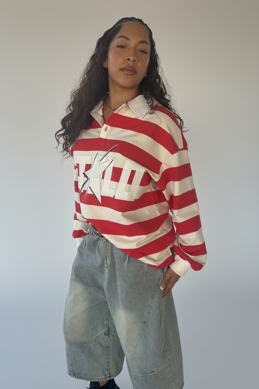 Limited Edition Stolo Clothing Co STARCHILD WHERES WALDO Striped Polo Tee