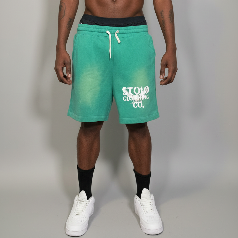 Stolo Clothing Co Birdies Sun Faded Raw Edge Cotton Shorts