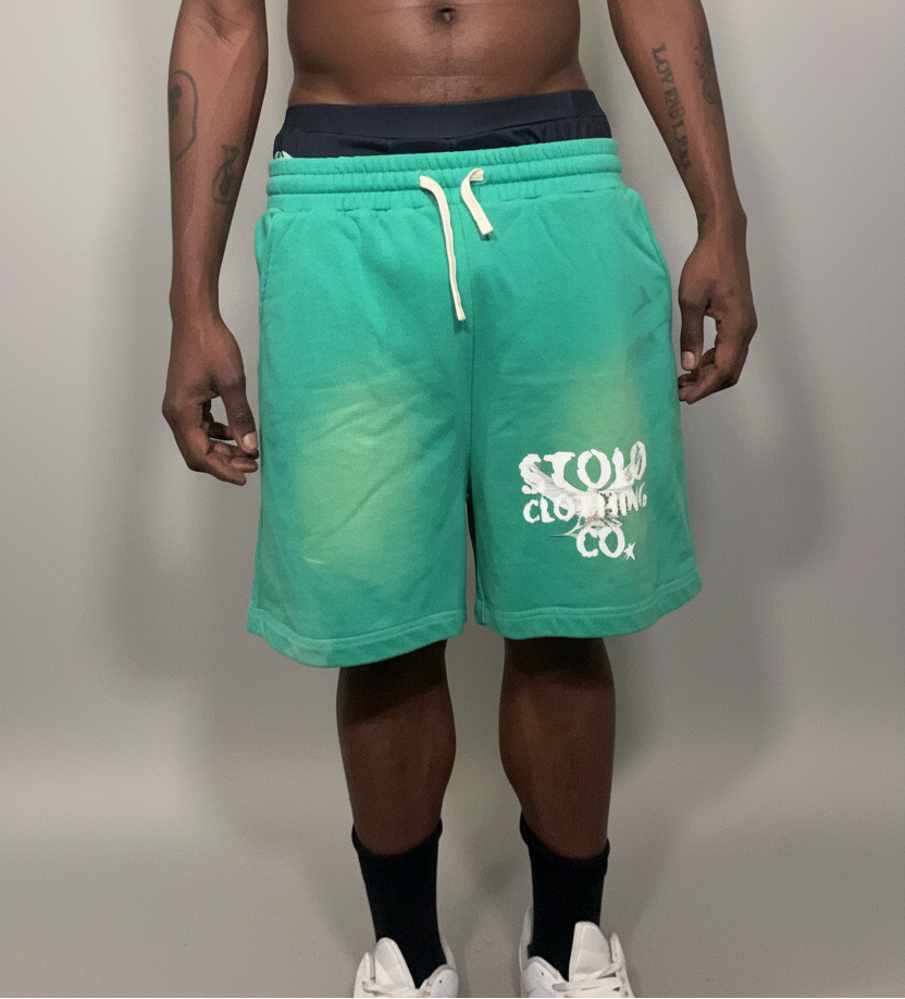 Stolo Clothing Co Birdies Sun Faded Raw Edge Cotton Shorts