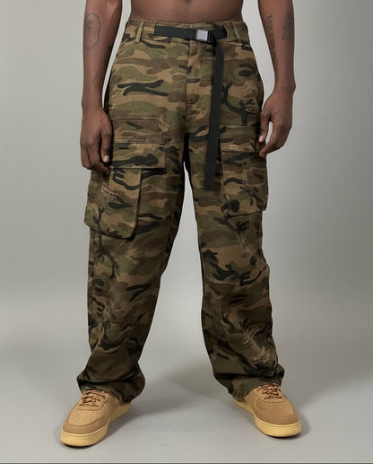 Stolo Clothing Co Essential Unisex Camouflage Frayed Baggy Jeans