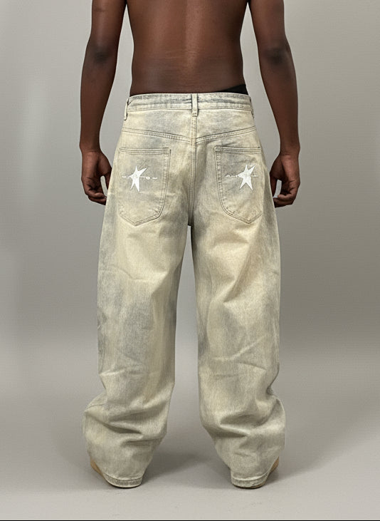 Stolo Clothing Co Essential Baggy Faded Blue Denim Jeans