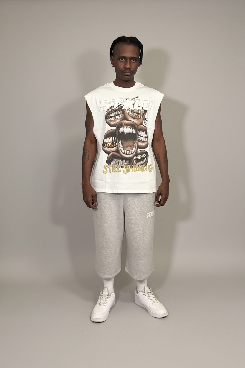 Stolo Clothing Co STILL SHINING Raw Edge Cotton Tank Top Tee