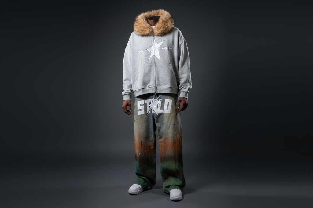 Stolo Clothing Co STARCHILD 1 Of 1 Hand Painted-Splatter Distressed Unisex Baggy Denim Jeans