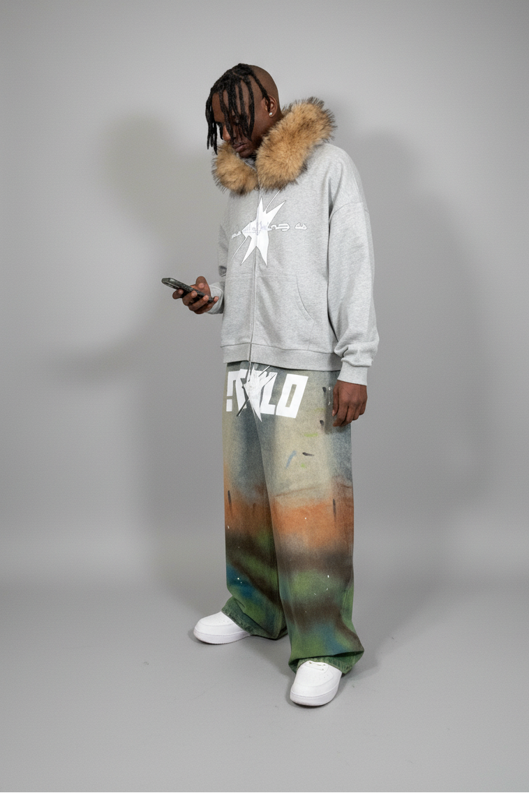 Stolo Clothing Co STARCHILD 1 Of 1 Hand Painted-Splatter Distressed Unisex Baggy Denim Jeans