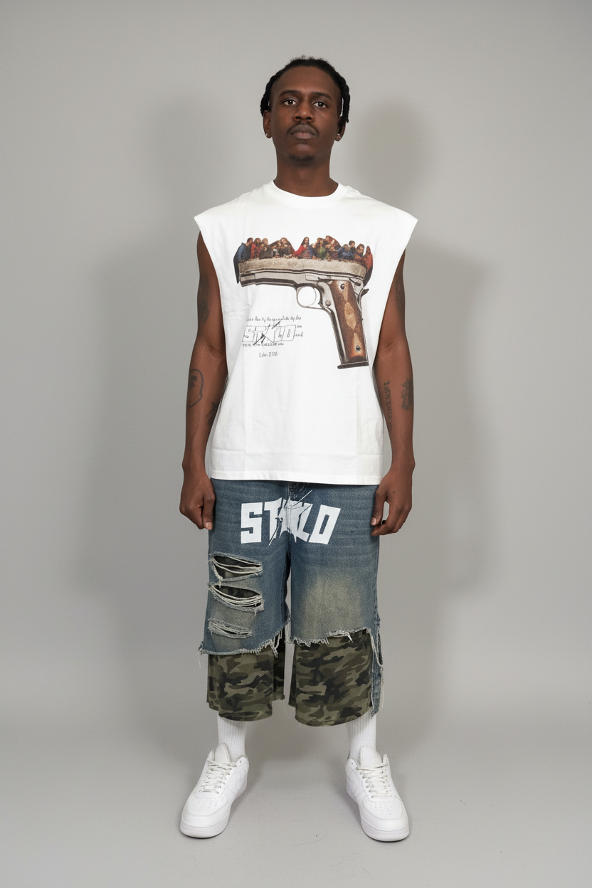 Stolo Clothing Co LUKE 22:34 Raw Edge Cotton Tank Top Tee