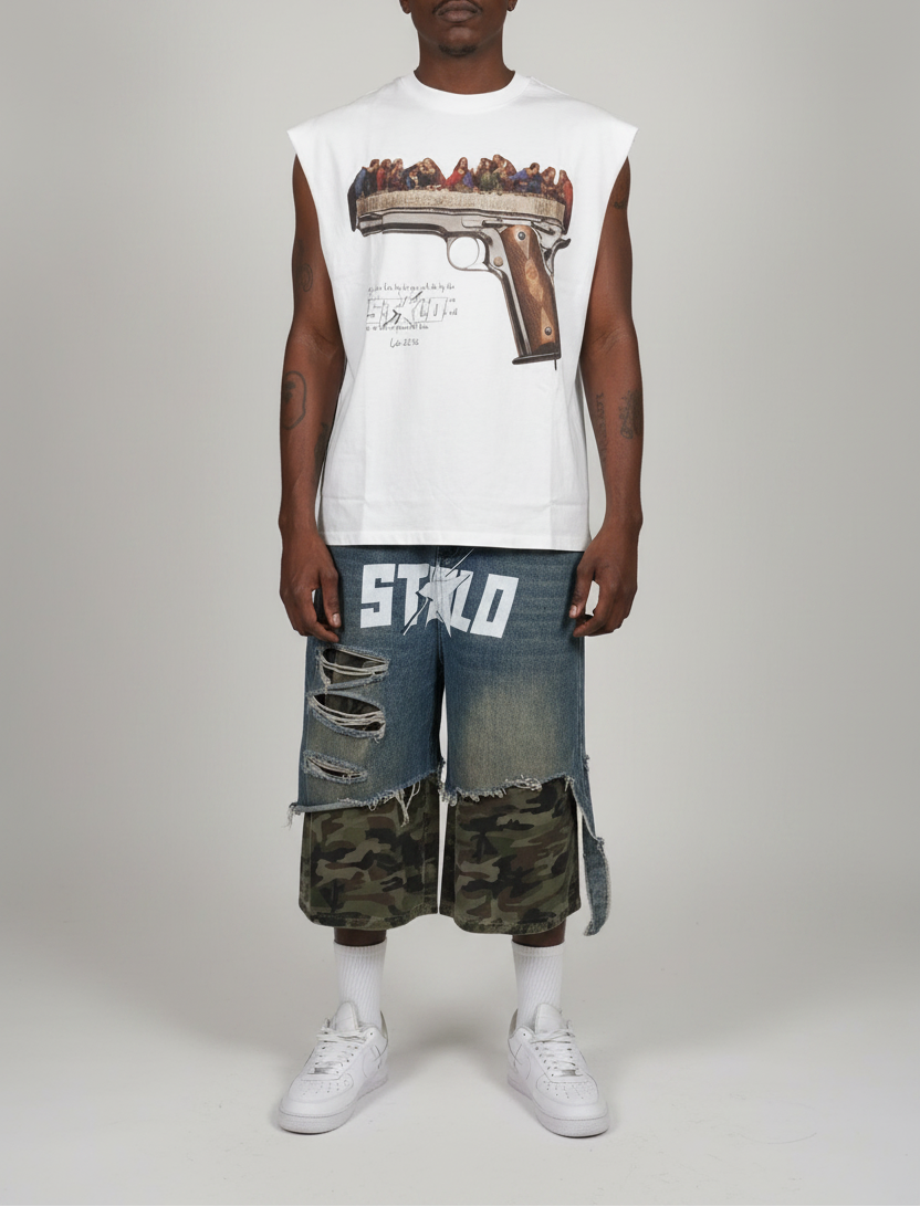 Stolo Clothing Co LUKE 22:34 Raw Edge Cotton Tank Top Tee