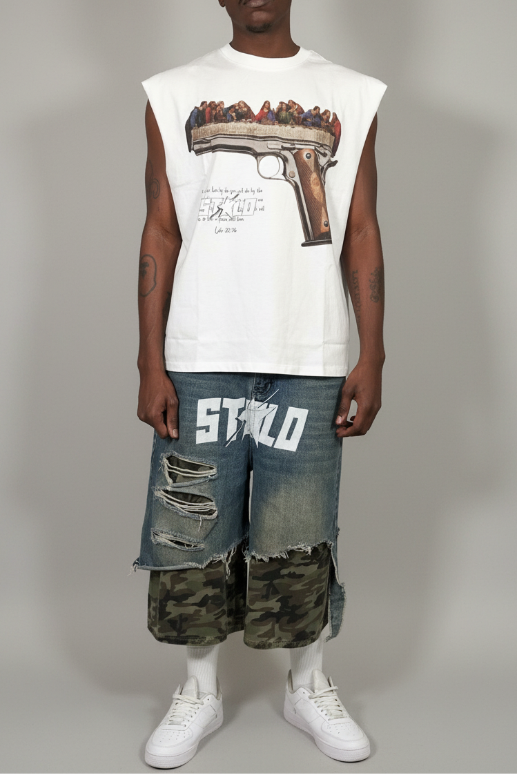 Stolo Clothing Co LUKE 22:34 Raw Edge Cotton Tank Top Tee