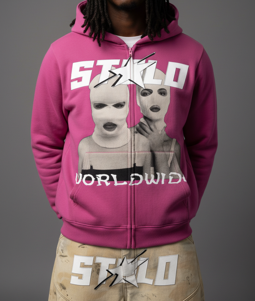 Stolo Clothing Co SKIED UP 2026 Heavyweight Cropped Double Zip-Up Hoodie (460GSM)