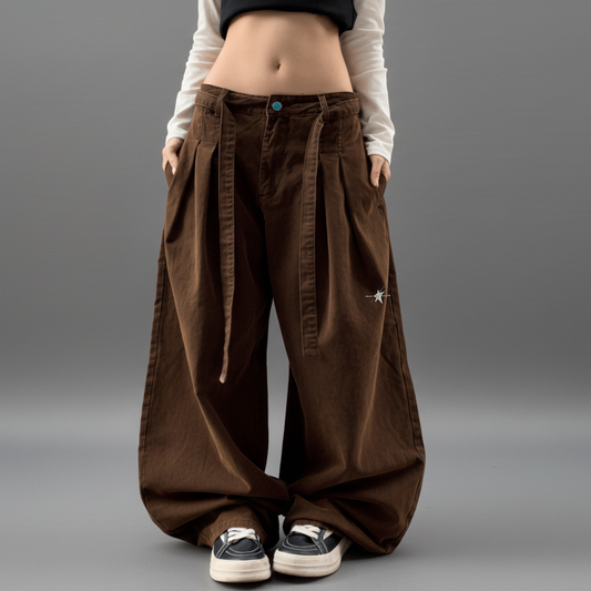 Stolo Clothing Co LOGO Unisex Baggy Brown Curve Blade Denim Jeans