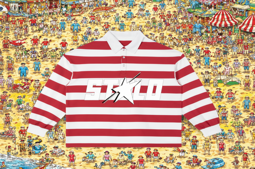 Limited Edition Stolo Clothing Co STARCHILD WHERES WALDO Striped Polo Tee
