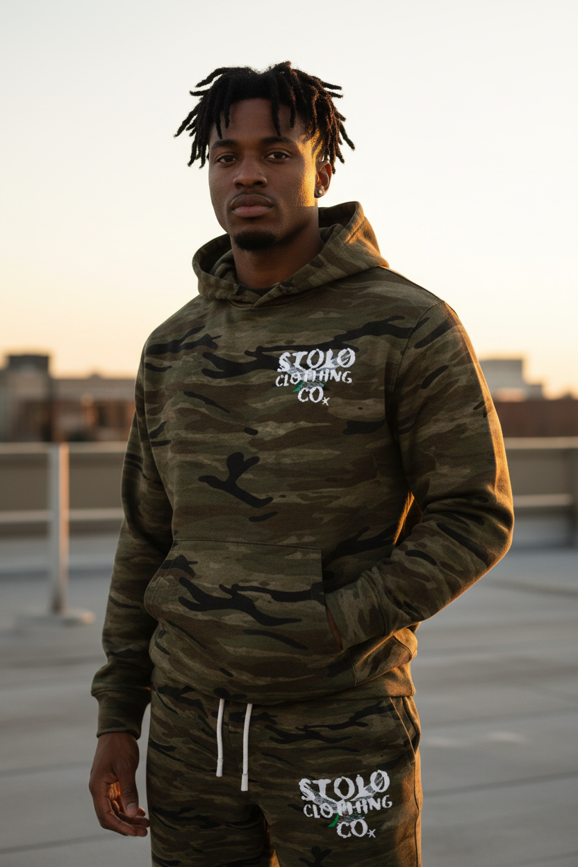 Stolo Clothing Co Birdies Heavyweight Camo Hoodie (400GSM)