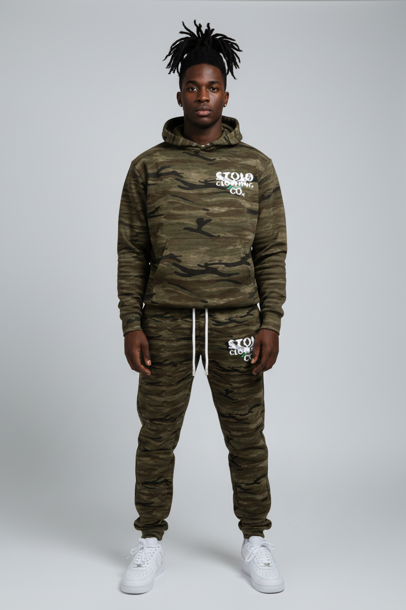Stolo Clothing Co Birdies Heavyweight Camo Boxy Hoodie (400GSM)