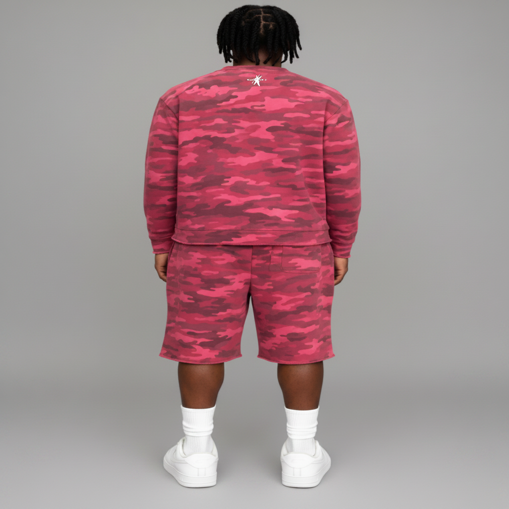 Stolo Clothing Co Starchild ROSE CAMO Cropped Heavyweight Crewneck Sweatshirt (420 GSM)