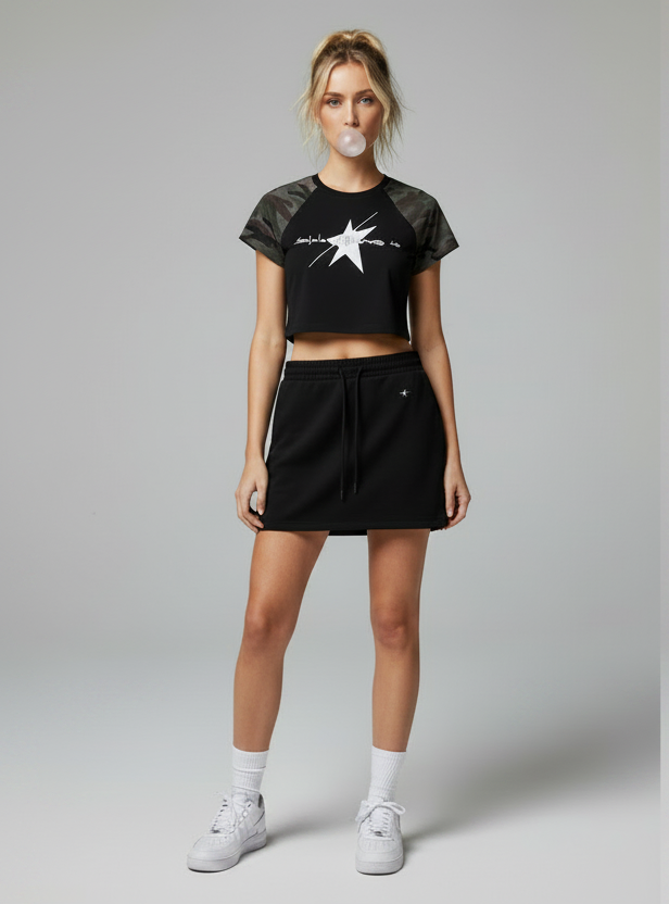Stolo Clothing Co LOGO Cropped Half Camo Crop Tee