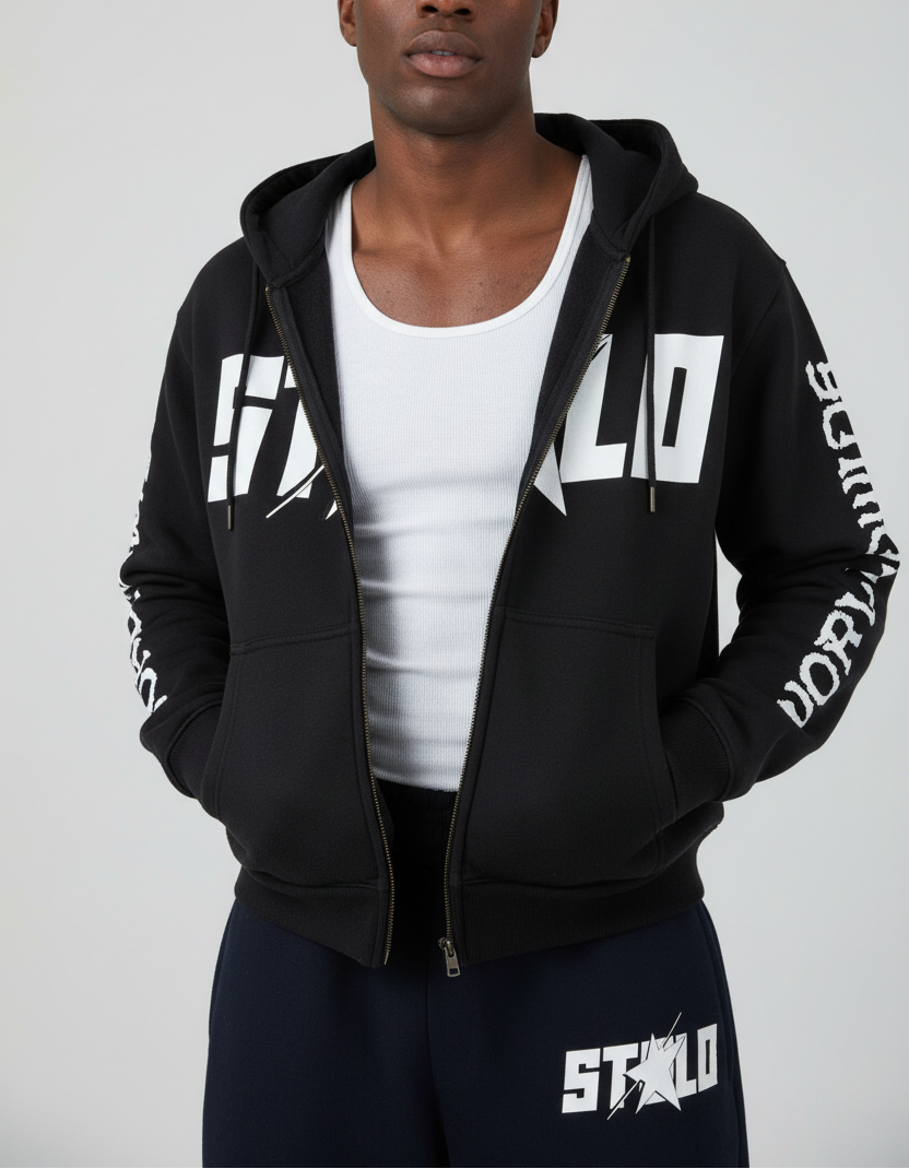 Stolo Clothing Co STARCHILD REBORN Heavyweight Boxy Double Zip Fleece Zip-Up Hoodie (380GSM)