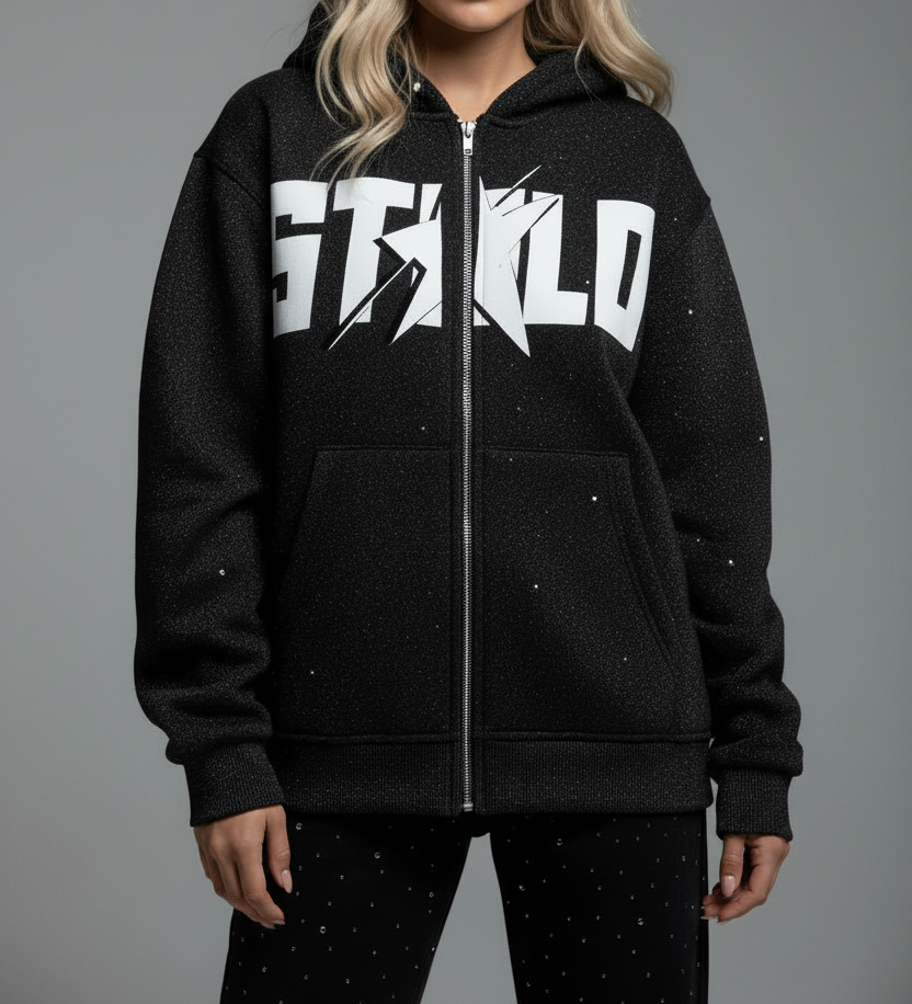 Stolo Clothing Co Starchild Reborn Diamond Dust Full Zip Boxy Hoodie