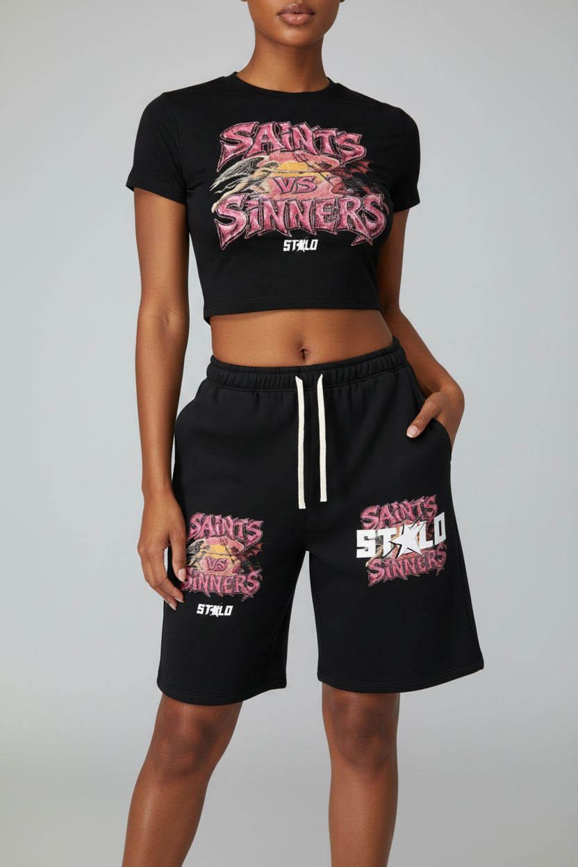 Stolo Clothing Co Saints VS Sinners Fitted Baby Tee (200 GSM)