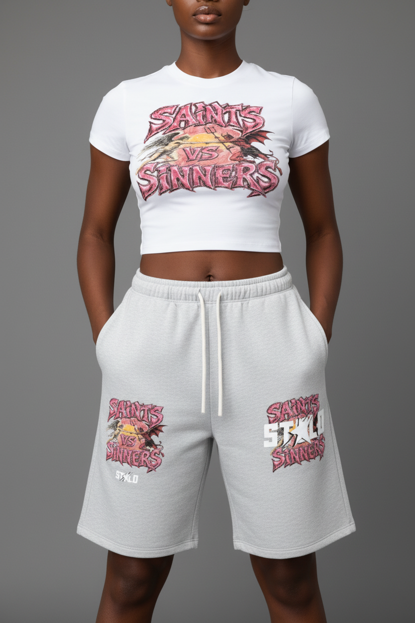 Stolo Clothing Co Saints VS Sinners Fitted Baby Tee (200 GSM)