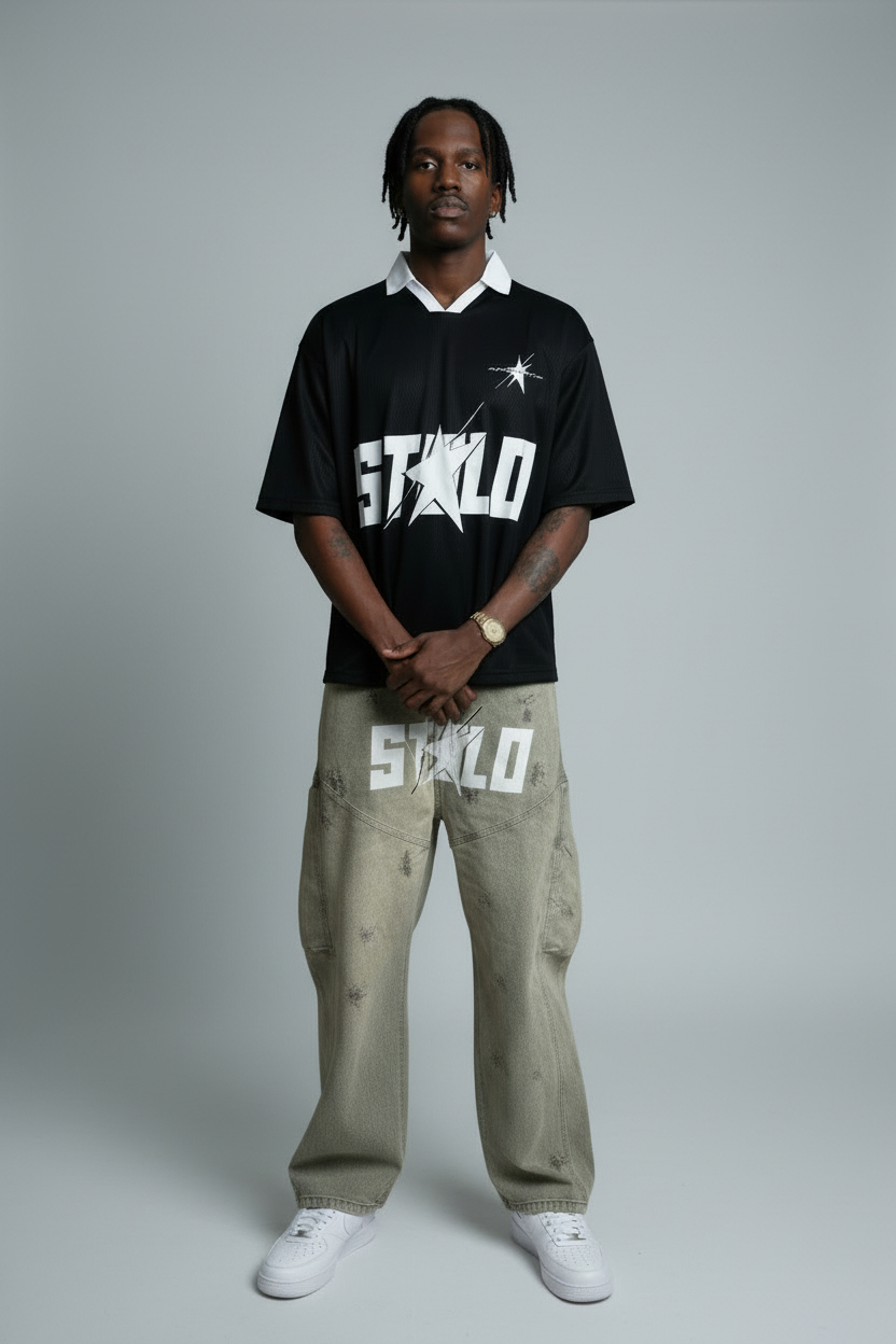Stolo Clothing Co STARCHILD REBORN Striped Boxy Polo Tee (140 GSM)