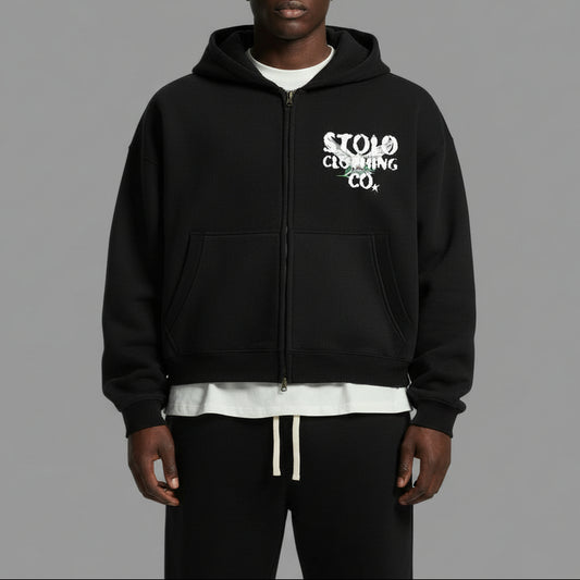 Stolo Clothing Co Birdies Classic Oversized Fleece Boxy Double Zip Up Hoodie