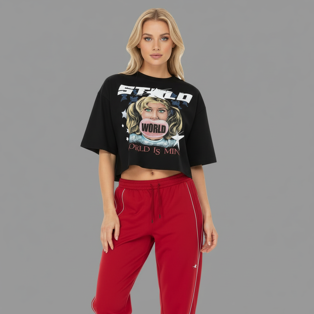 Stolo Clothing Co WORLD IS MINE Oversized Cropped Boxy Tee