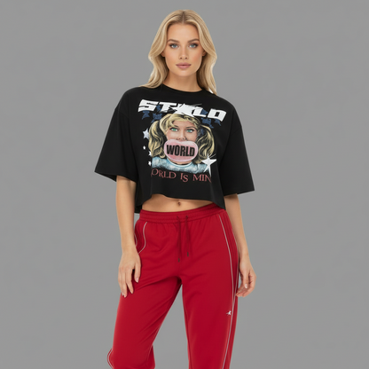 Stolo Clothing Co WORLD IS MINE Oversized Cropped Boxy Tee