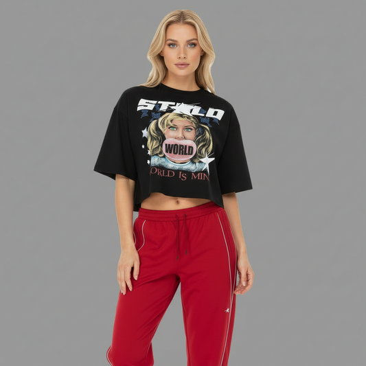 Stolo Clothing Co WORLD IS MINE Oversized Cropped Boxy Tee