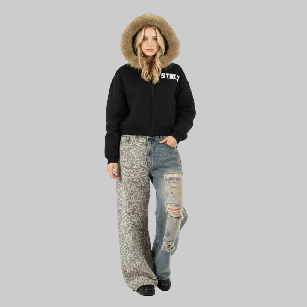 Stolo Clothing Co STARCHILD Sun Faded Boxy Detachable Fur Hoodie