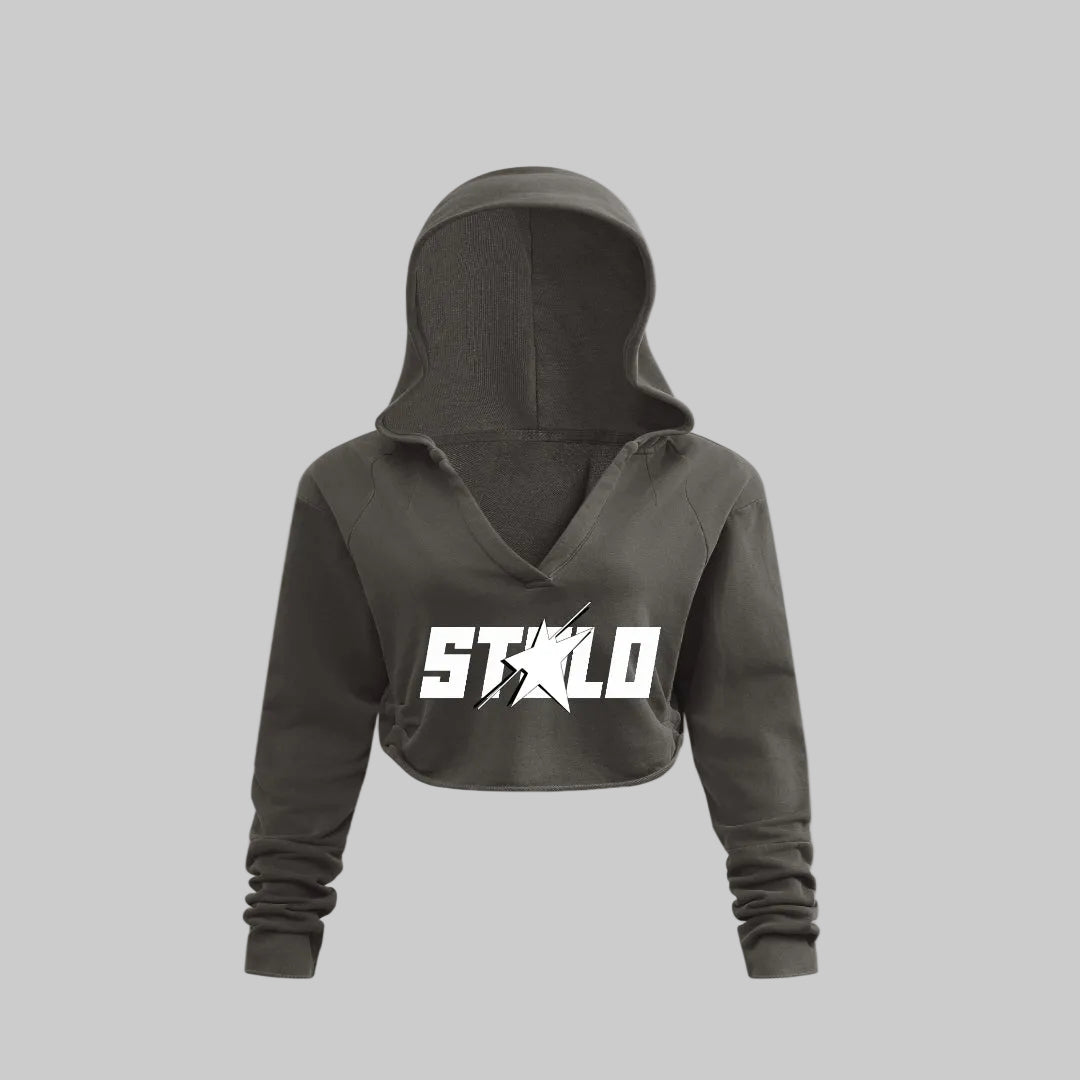Stolo Clothing Co STARCHILD Open Chest Cropped Vintage Washed Raw Edge Hoodie