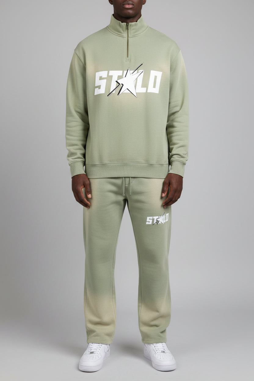 Stolo Clothing Co STARCHILD Sun Faded Raw Edge Quarter-Zip Sweatshirt