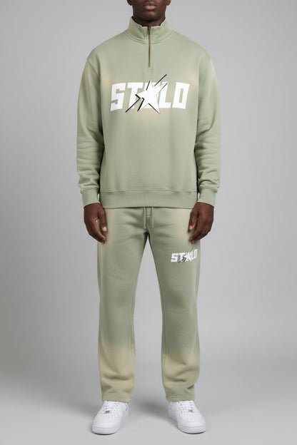 Stolo Clothing Co STARCHILD Sun Faded Raw Edge Quarter-Zip Sweatshirt
