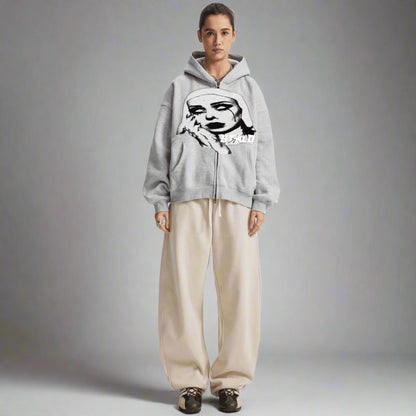 Stolo Clothing Co EVIL NUN Boxy Cropped Fleece Zip-up Hoodie