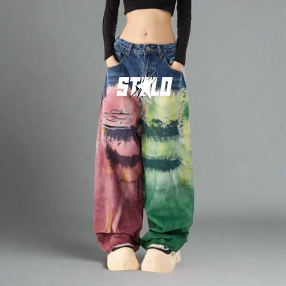 Stolo Clothing Co STARCHILD Color Splatter Baggy Straight Leg Unisex Jeans