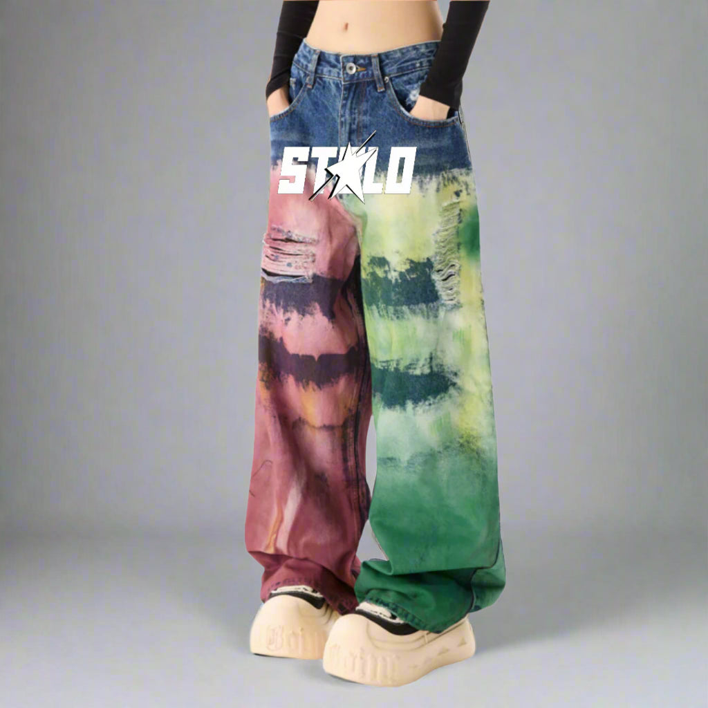 Stolo Clothing Co STARCHILD Color Splatter Baggy Straight Leg Unisex Jeans