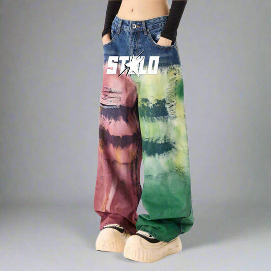 Stolo Clothing Co STARCHILD Color Splatter Baggy Straight Leg Unisex Jeans