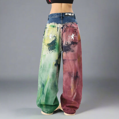 Stolo Clothing Co STARCHILD Color Splatter Baggy Straight Leg Unisex Jeans