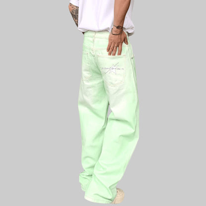 Stolo Clothing Co STARCHILD PINK & GREEN Baggy Straight-Leg Washed Denim Jeans