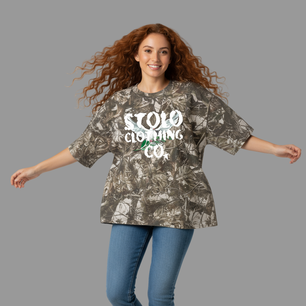 Stolo Clothing Co Birdies Cropped Tree Print Camo Tee