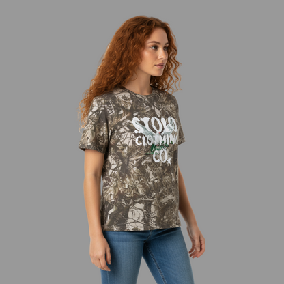 Stolo Clothing Co Birdies Cropped Tree Print Camo Tee