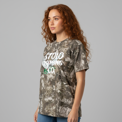 Stolo Clothing Co Birdies Cropped Tree Print Camo Tee