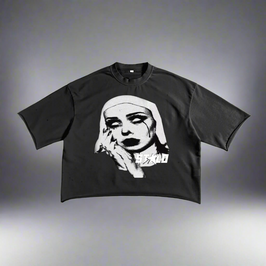 Stolo Clothing Co EVIL NUN French Terry Raw Edge Tee