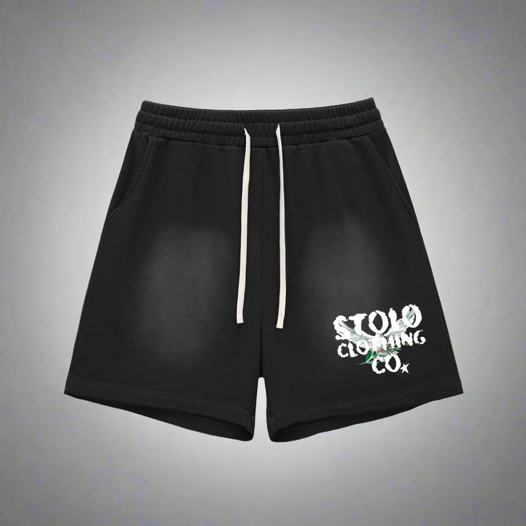 Stolo Clothing Co Birdies Sun Faded Raw Edge Cotton Shorts