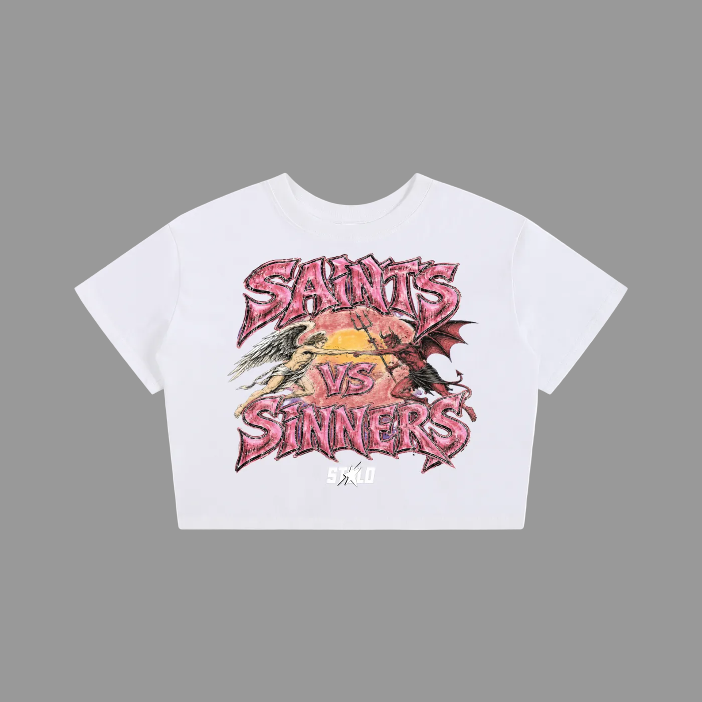 Stolo Clothing Co Saints VS Sinners Fitted Baby Tee (200 GSM)