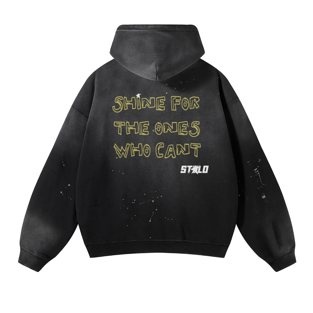 Stolo Clothing Co Still Shining Vintage Washed Hand Frayed Fleece Hoodie