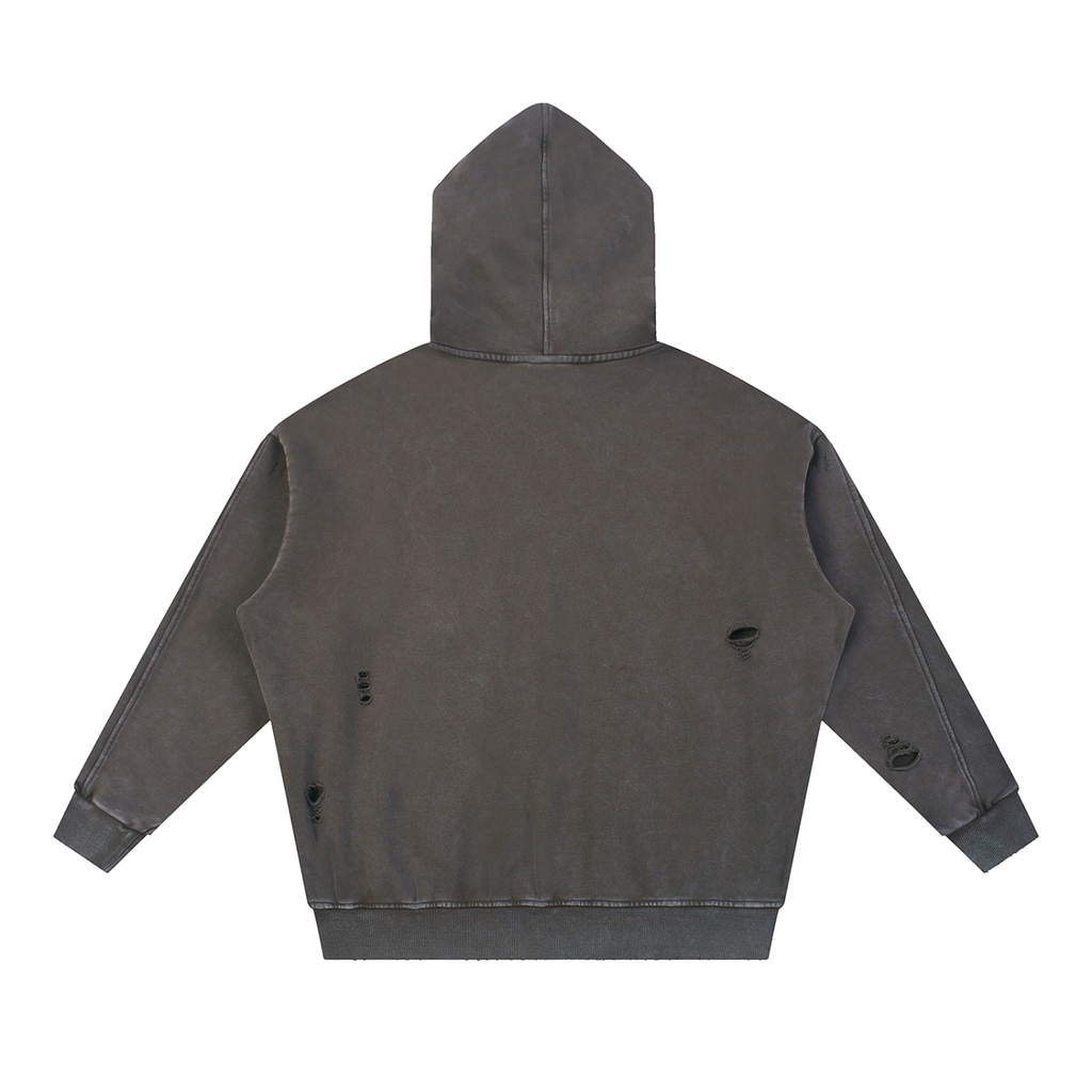 Stolo Clothing Co LOGO Distressed Snow Washed Panel Pocket Hoodie