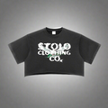 Stolo Clothing Co Birdies Snow Washed Raw Edge Crop Top Tee